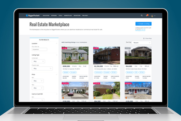 The Best Place to Find Real Estate Deals? Real Estate Marketplace Changes You Need to Know laptop with BiggerPockets Real Estate Marketplace on screen