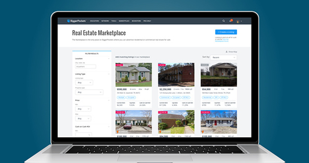 The Best Place to Find Real Estate Deals? Real Estate Marketplace Changes You Need to Know laptop with BiggerPockets Real Estate Marketplace on screen